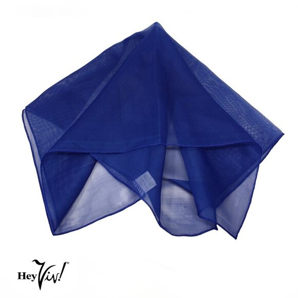 Royal Blue Sheer Chiffon Scarf 50s Style for Head Neck  21" Square - Hey Viv - Picture 6 of 8